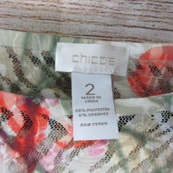 Chico's Semi Sheer Floral Print Lace Blouse Top - Picture 2 of 10